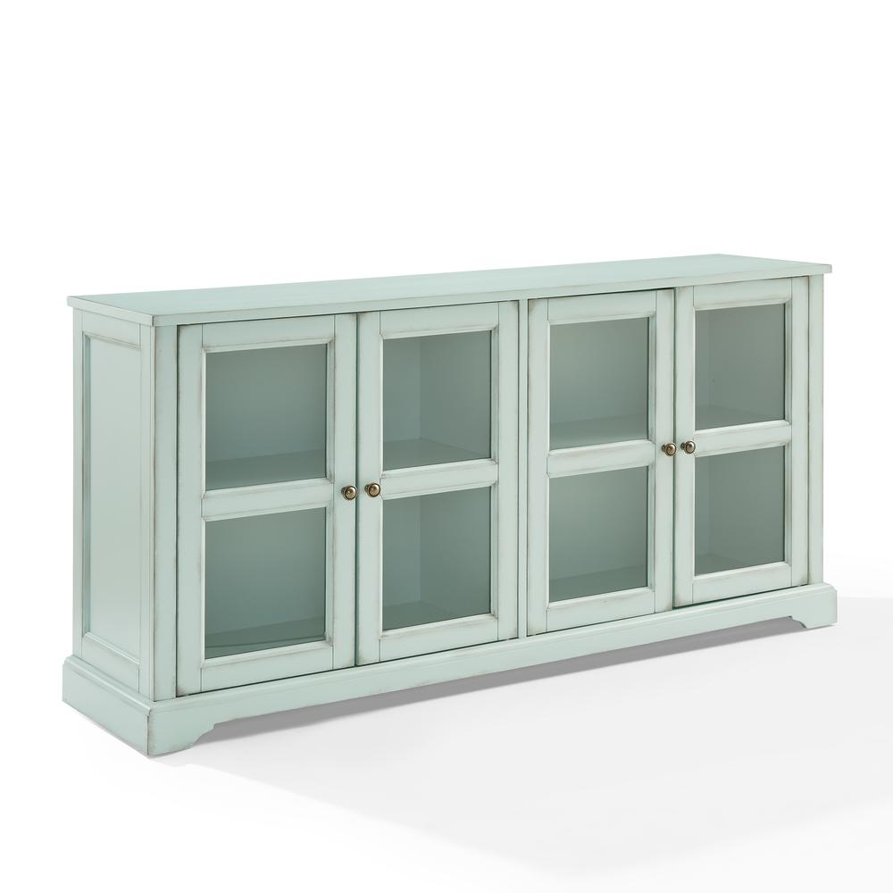 Start2Finish Holbrook glass door sideboard with wooden finish, featuring glass-paneled doors and modern storage design