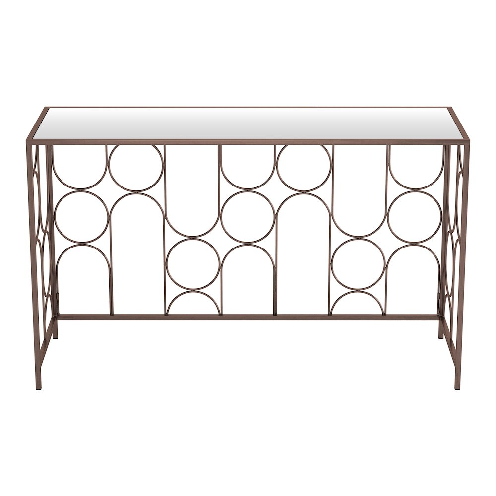 Start2Finish Convale bronze console table with sleek metal frame and flat surface, ideal for entryway or living room decor.