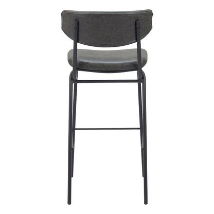 Pair of vintage black Charon barstools by Start2Finish with metal legs and cushioned seats, suitable for kitchen or bar area.