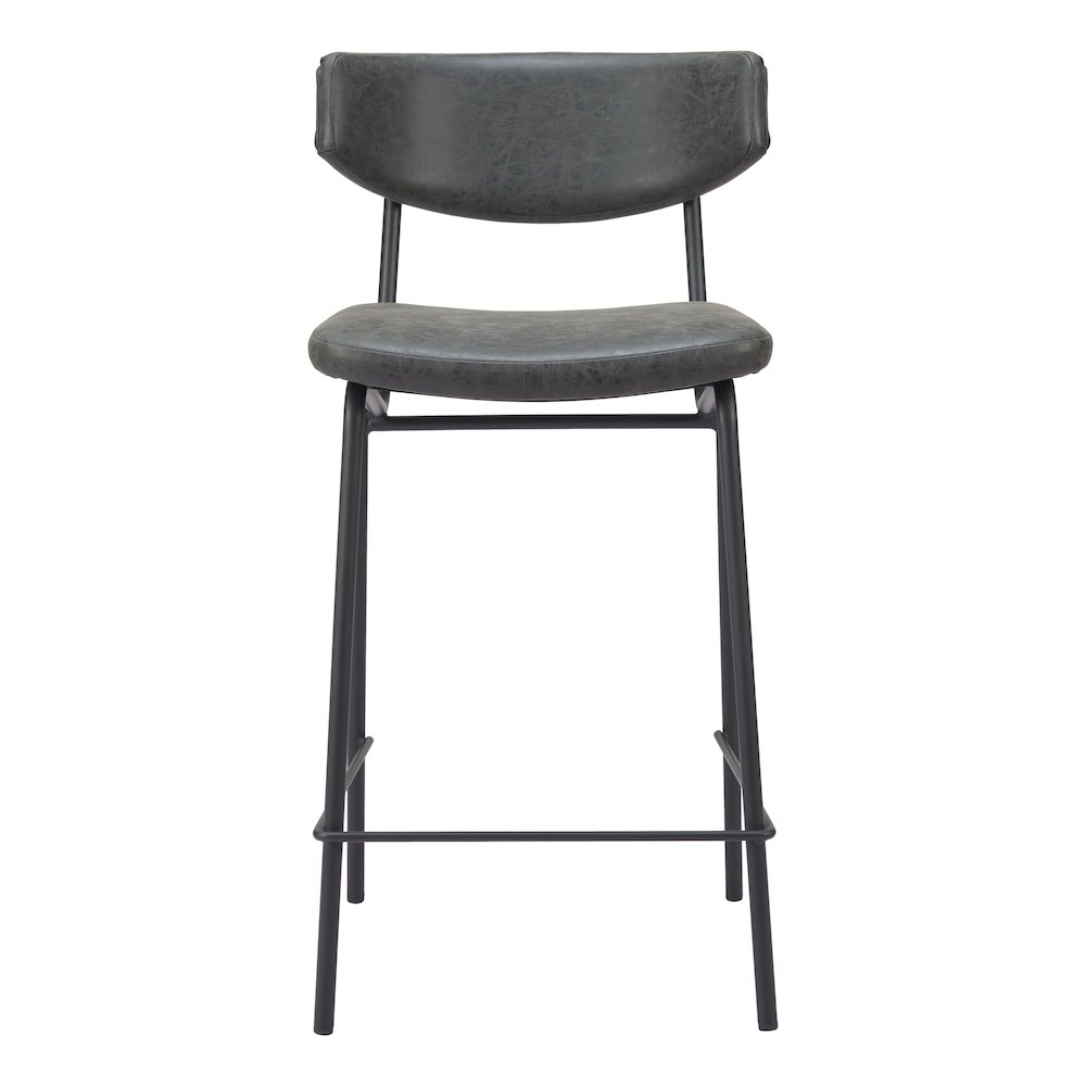 Set of two vintage black Charon counter stools by Start2Finish, featuring a sleek metal frame and comfortable seating.