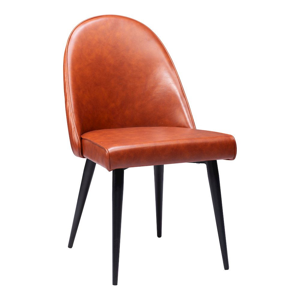 Set of two brown Start2Finish Silloth armless dining chairs with sleek, modern design and wooden legs.