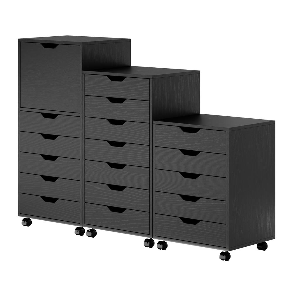 Black Halifax 3-piece multi-drawer storage cabinet set by Start2Finish with sleek drawers and compact design.