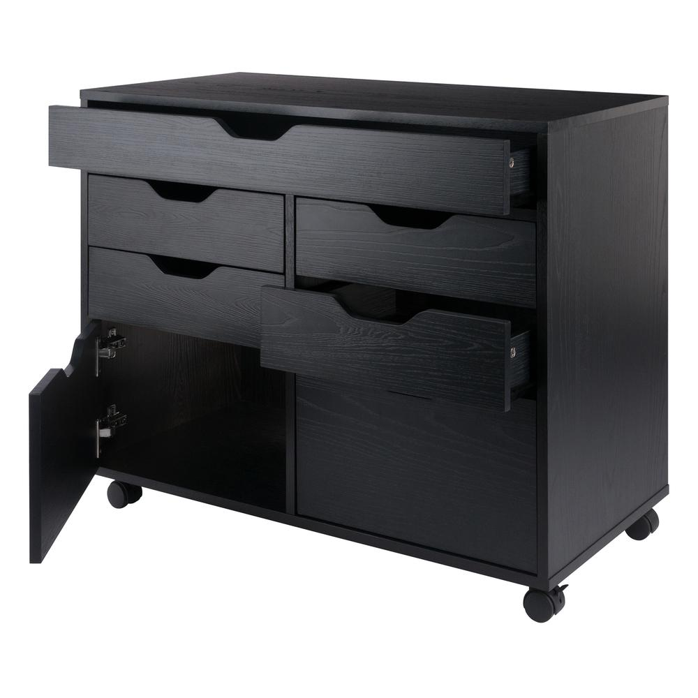 Black Halifax cabinet by Start2Finish, modern furniture piece with sleek design, featuring cabinet doors and storage space.