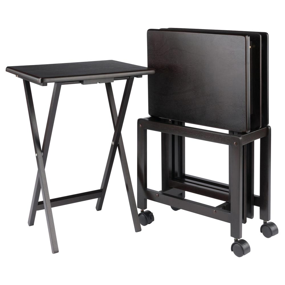 Start2Finish Allen 5-Pc Snack Table Set with coffee-colored wooden tables and modern design for living room or casual seating areas.