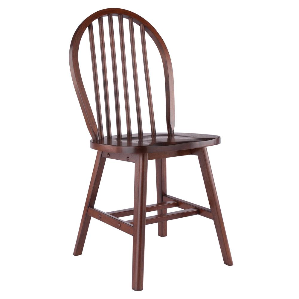 Windsor 2-piece chair set with walnut finish, featuring classic wooden chairs with curved backs and sturdy legs.