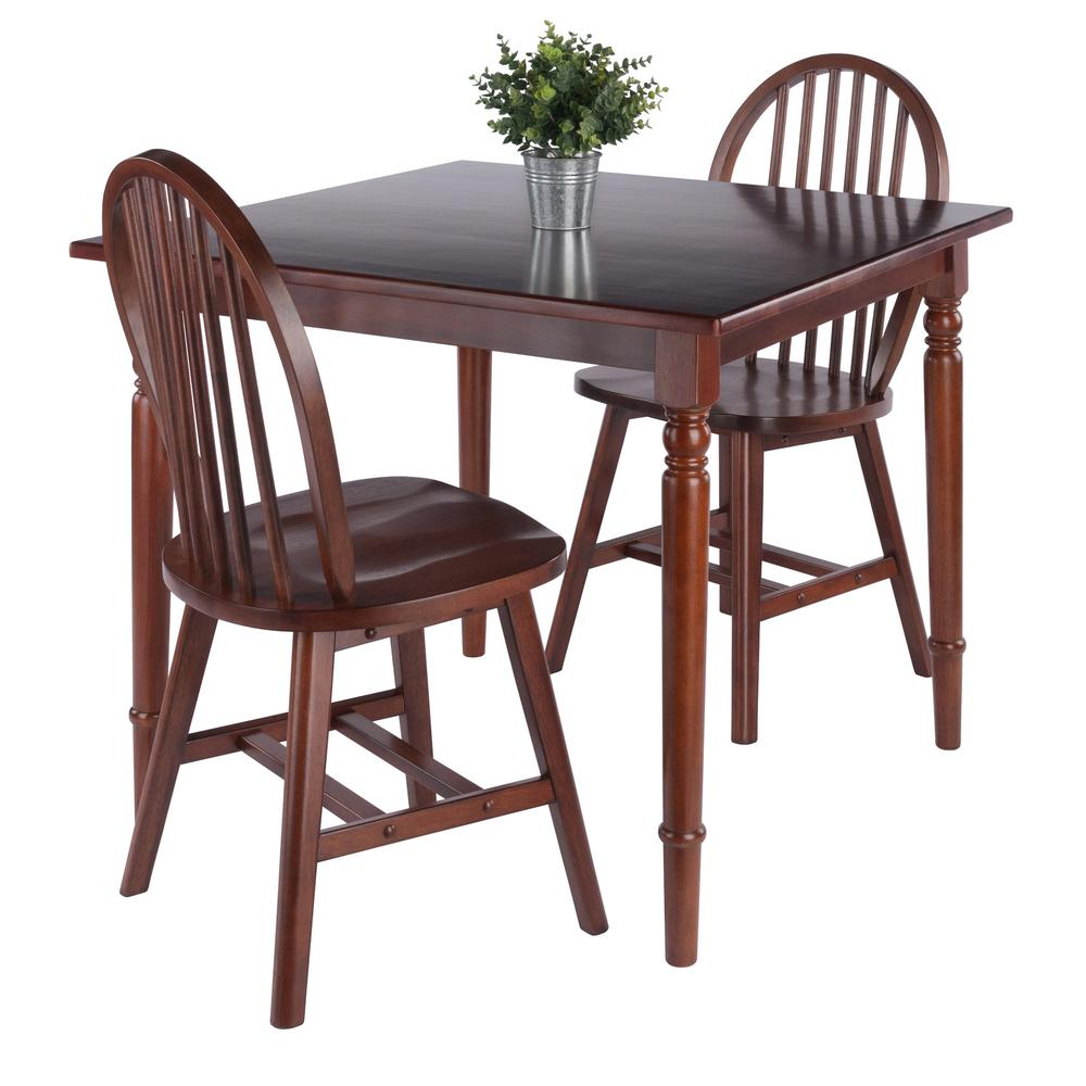 Walnut Mornay 3-piece dining table with Windsor chairs from Start2Finish, showcasing a stylish wooden furniture set.