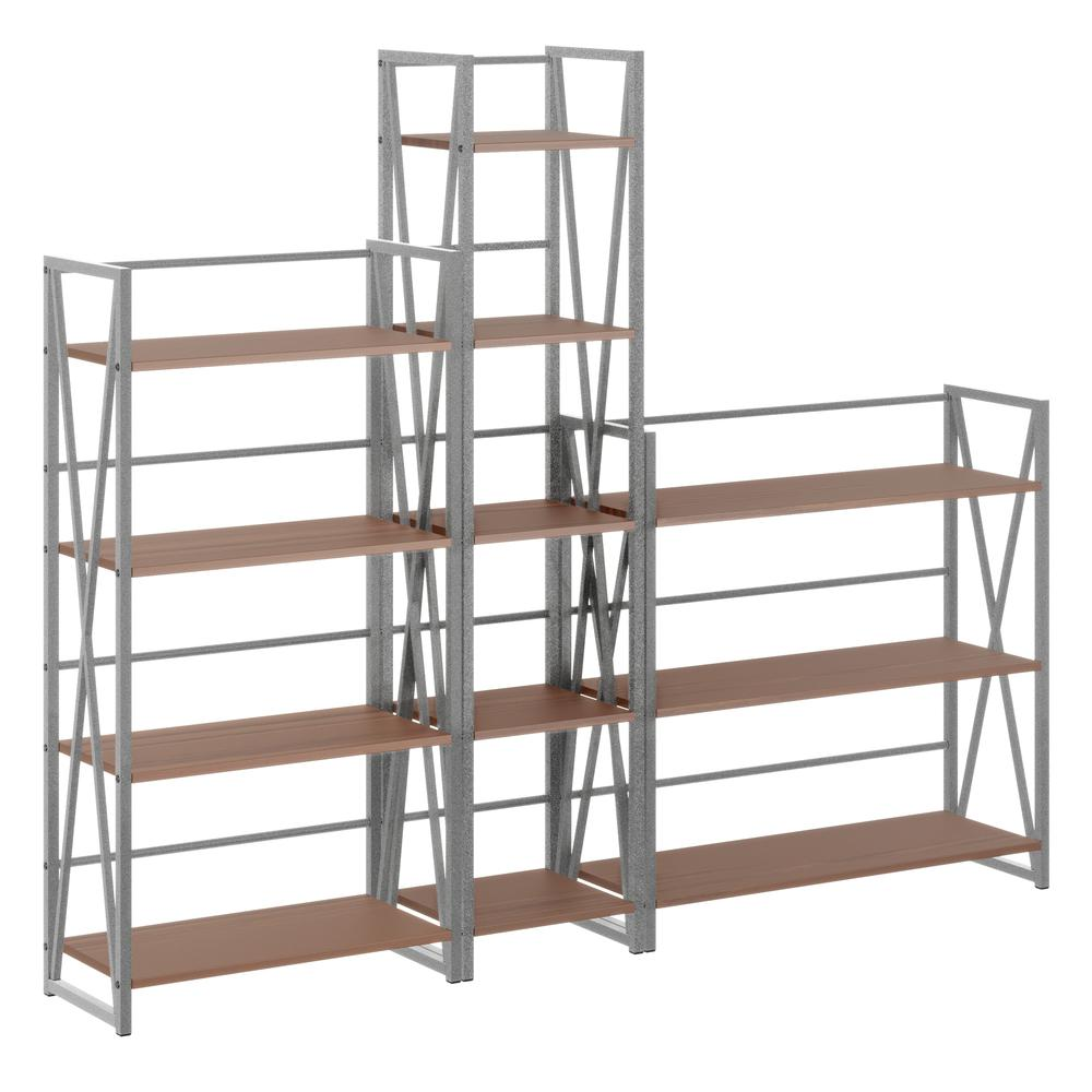 Isa 3-piece shelving set by Start2Finish with graphite and walnut finish, featuring modern wall-mounted shelves for home storage.
