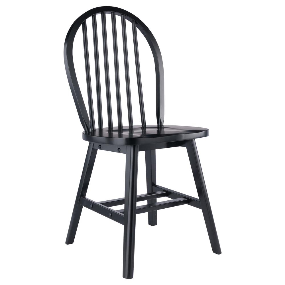 Black Windsor 2-piece chair set by Start2Finish, showcasing two traditional wooden chairs with curved backs and cushioned seats.