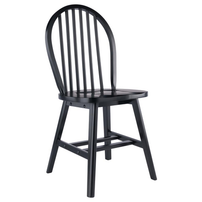 Black Windsor 2-piece chair set by Start2Finish, showcasing two traditional wooden chairs with curved backs and cushioned seats.