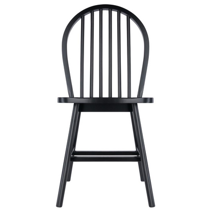 Black Windsor 2-piece chair set by Start2Finish showing wooden chairs with curved backs and upholstered seats.