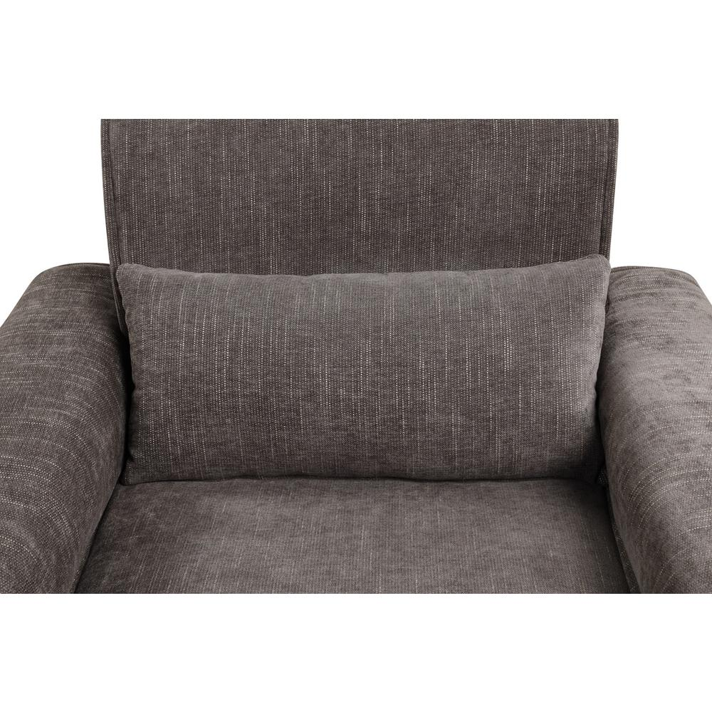 Valentina gray chenille chair with metal legs and matching throw pillow, modern furniture piece from Start2Finish.