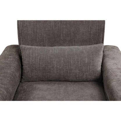 Valentina gray chenille chair with metal legs and matching throw pillow, modern furniture piece from Start2Finish.