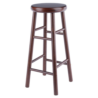 Shelby 2-Piece Swivel Seat Bar Stool Set by Start2Finish featuring walnut-finished wooden seats and metal bases.