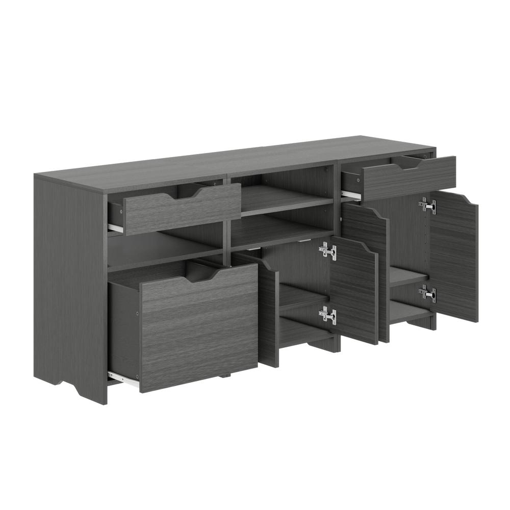 Start2Finish Nova 3-Pc Storage Cabinet Set in charcoal, showcasing modern furniture with multiple compartments and sleek design.
