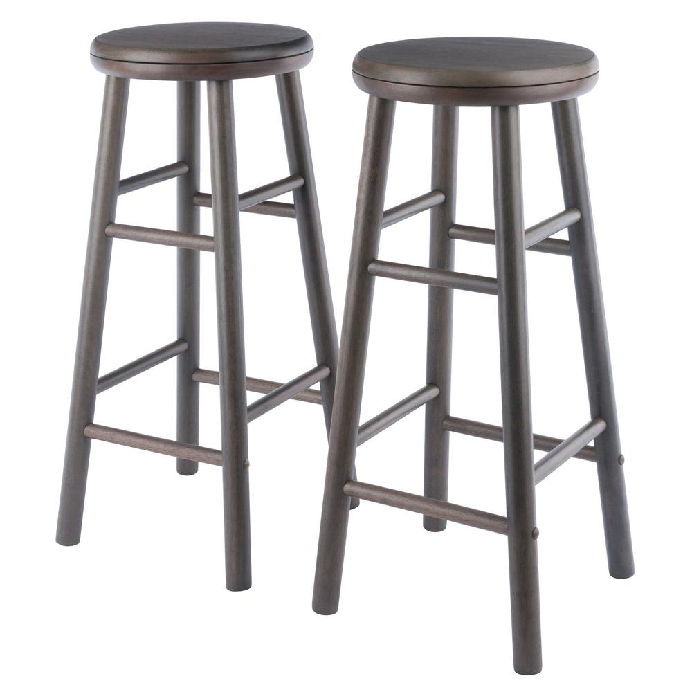 Start2Finish Shelby 2-Pc Swivel Seat Bar Stool Set in oyster gray, featuring modern design and comfortable cushioned seats.