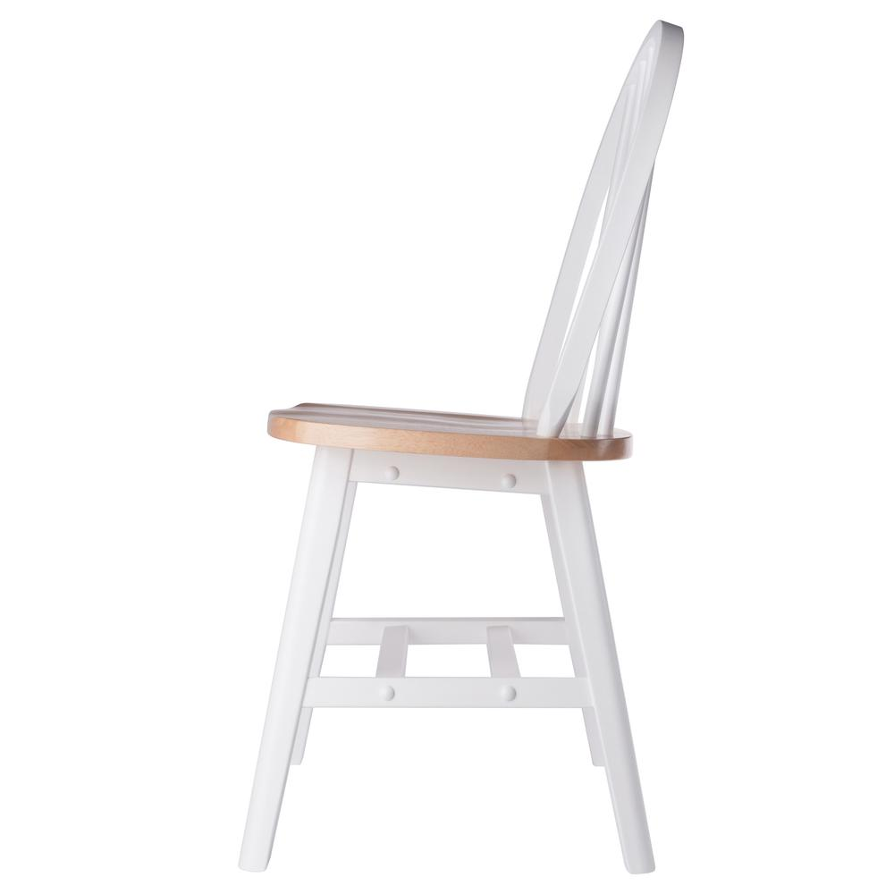 Windsor 2-piece chair set by Start2Finish with natural wood and white painted finish, showing two stylish wooden chairs.