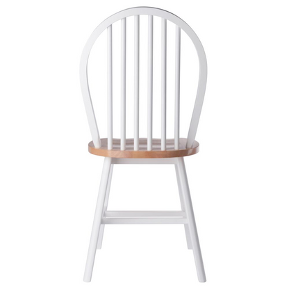 Start2Finish Windsor 2-Pc chair set with natural wood and white finish, featuring two stylish dining chairs with curved backs.