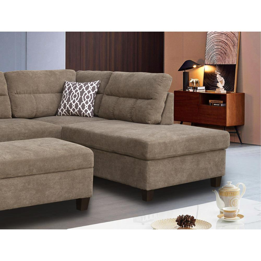 Start2Finish fabric sectional sofa with right-facing chaise and storage ottoman, showcasing plush upholstery and modern design.