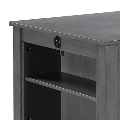 Gray finish 3-piece small space counter height dining table with shelves, perfect for compact kitchens or breakfast areas.