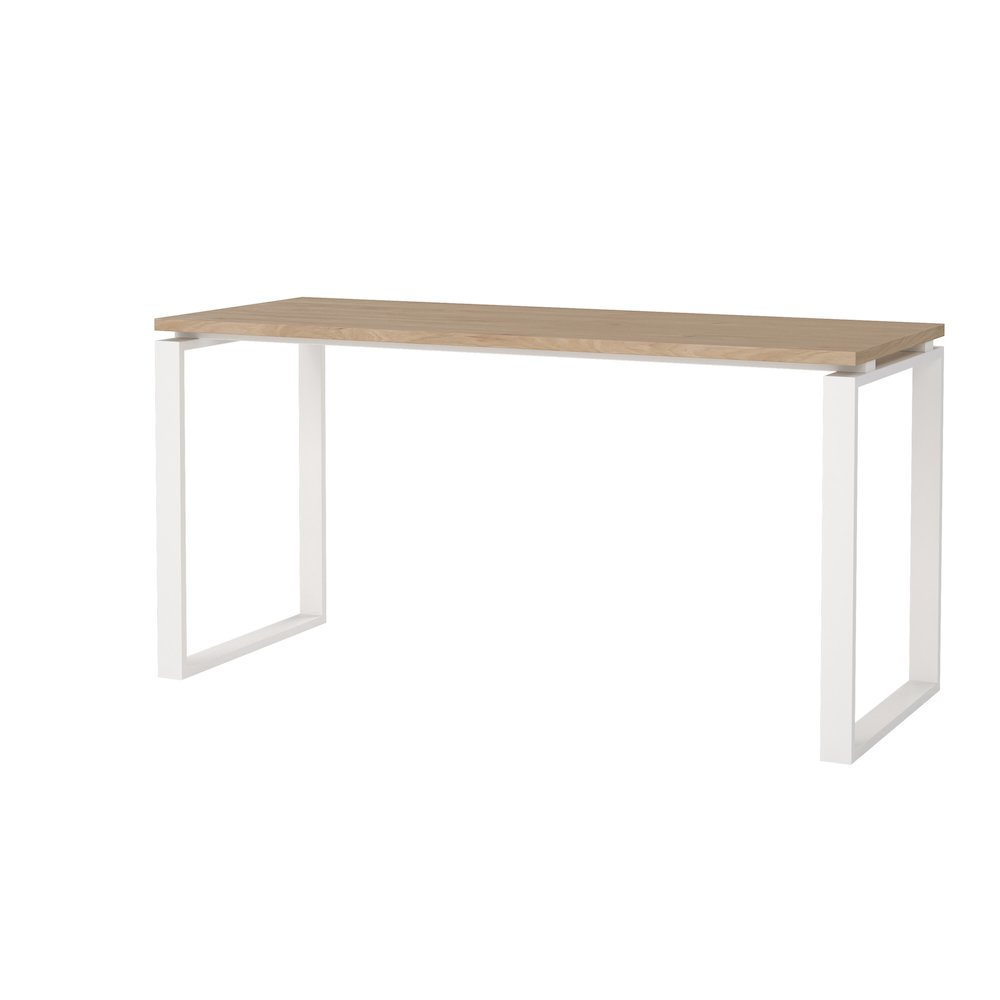Start2Finish home office writing desk in Jackson Hickory and white, featuring a modern design with ample workspace and storage.