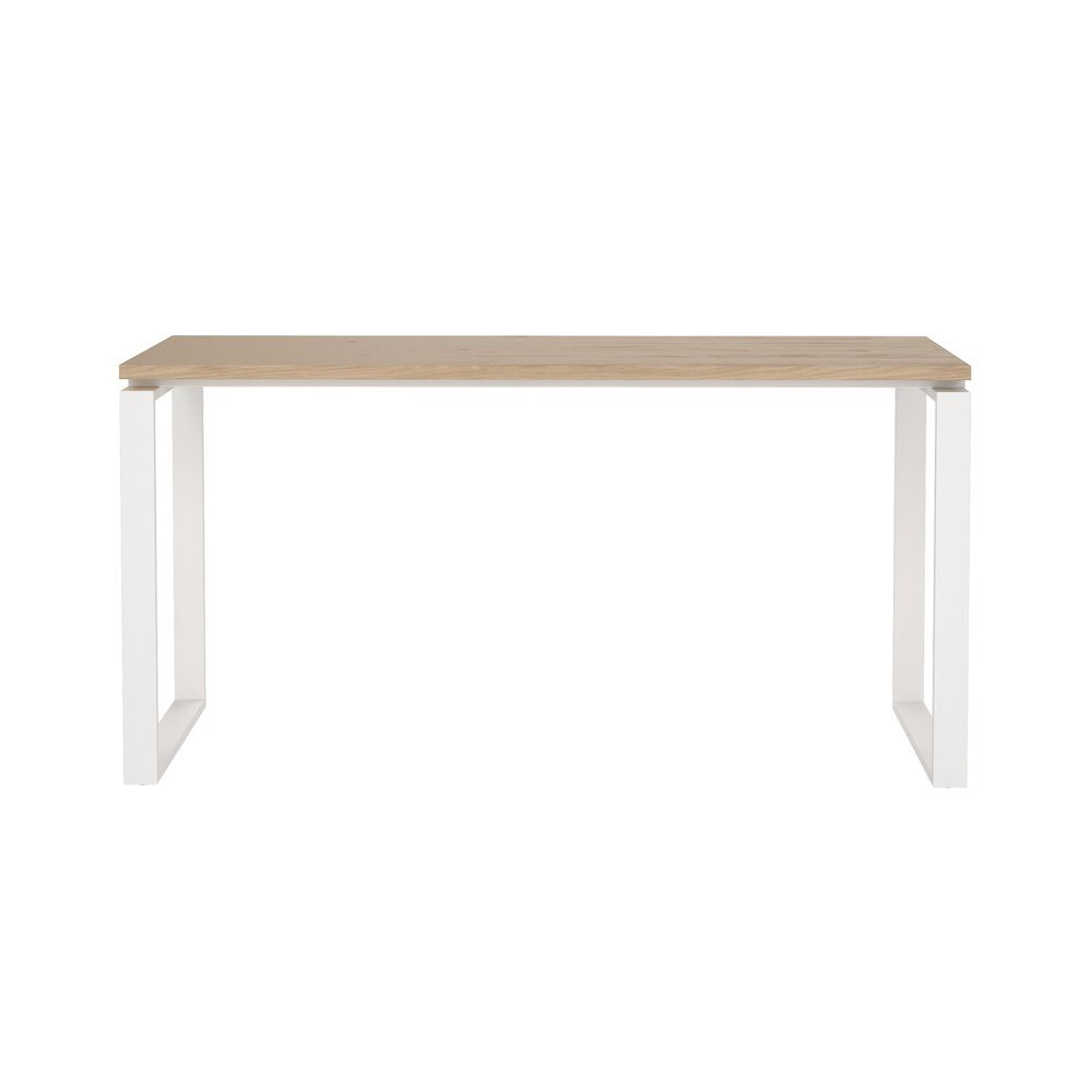 Start2Finish home office writing desk in Jackson Hickory and white finish, featuring a spacious workspace and modern design.