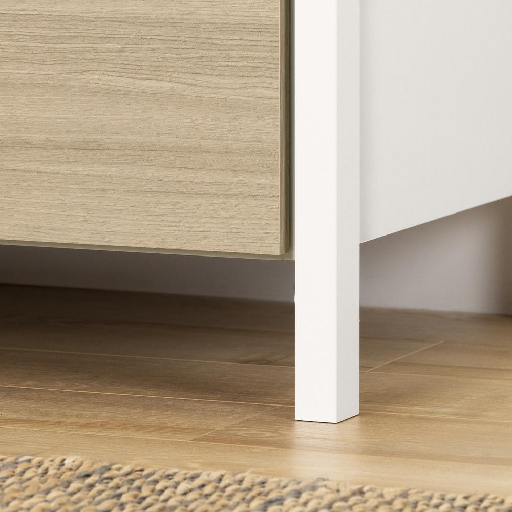White Munich 2-Drawer Nightstand with soft elm finish, featuring sleek drawers and modern furniture design