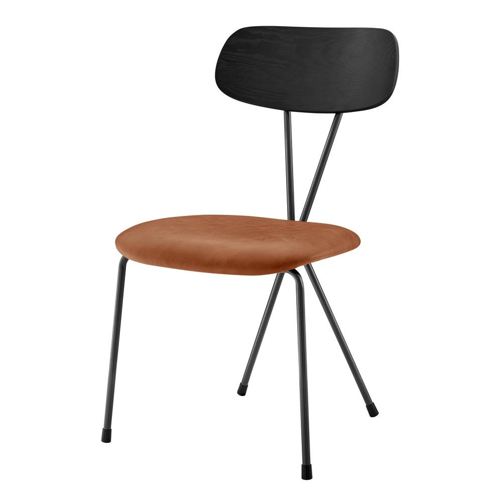 Set of 4 Elise PU dining side chairs by Start2Finish, showcasing modern beige upholstered chairs with wooden legs.