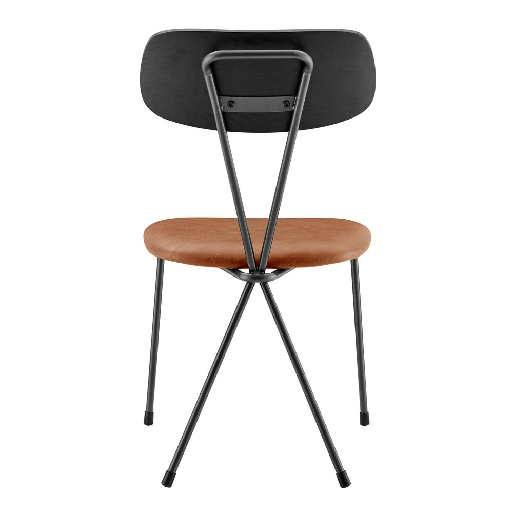 Set of four Elise PU dining side chairs by Start2Finish featuring modern design and cushioned beige upholstery.