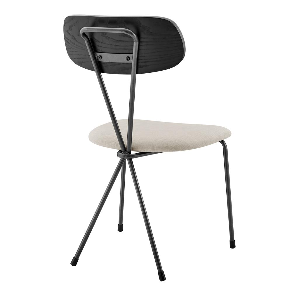 Set of four Start2Finish Elise fabric dining side chairs with cushioned seats and modern design for kitchen or dining room.