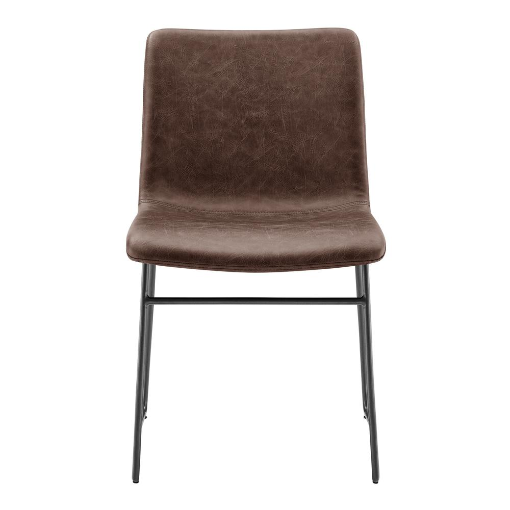 Pair of Bruce faux leather dining side chairs by Start2Finish, featuring modern design and dark finish, set of two.
