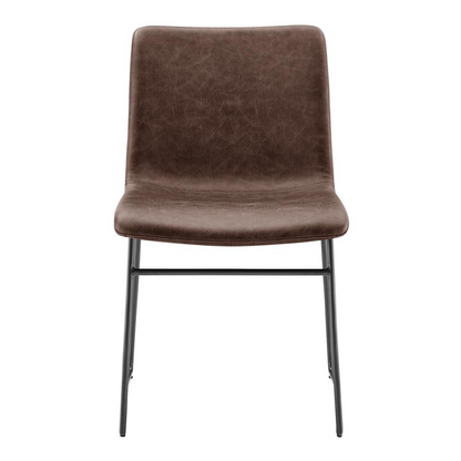 Pair of Bruce faux leather dining side chairs by Start2Finish, featuring modern design and dark finish, set of two.