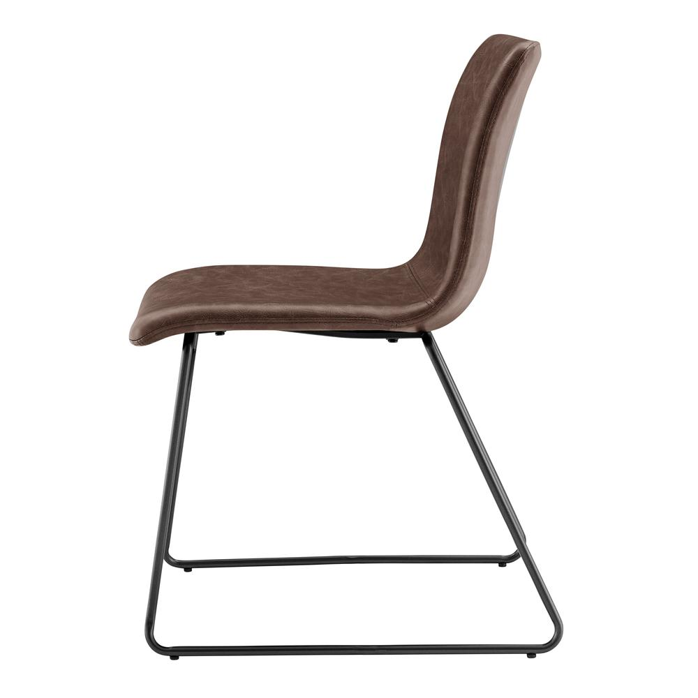 Set of two Bruce faux leather dining side chairs by Start2Finish with sleek, modern design and dark finish.
