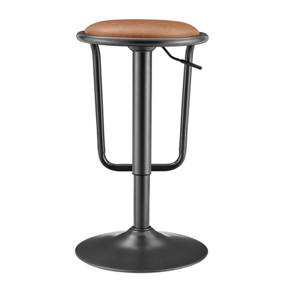 Pair of Elijah PU Gaslift Bar Stools by Start2Finish, featuring modern black leather upholstery and adjustable height with metal bases.