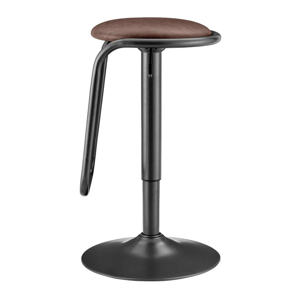 Set of two Elijah PU Gaslift Bar Stools by Start2Finish with black upholstered seats and chrome-finished bases.