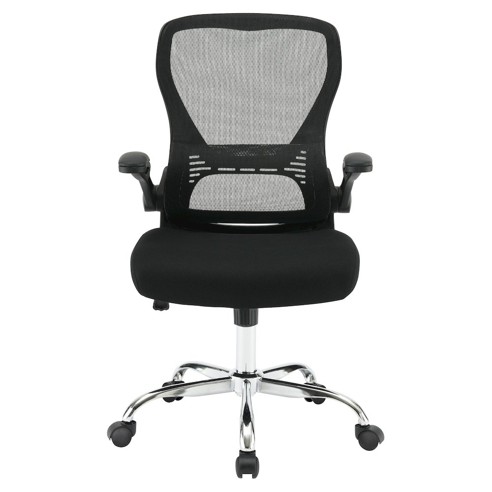Start2Finish mesh back manager’s chair with adjustable armrests and ergonomic design, featuring a black mesh back and cushioned seat.