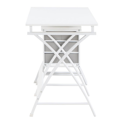 Start2Finish Olympic 48-inch desk with wood finish, spacious surface, and sturdy metal legs for home or office workspace.