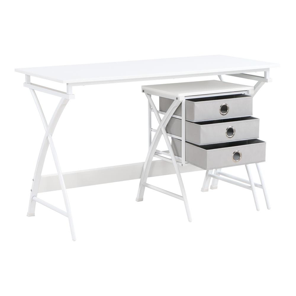 Start2Finish Olympic 48-inch desk with a sleek wooden surface and sturdy metal legs, ideal for home or office workspace.