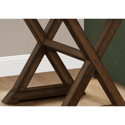 Square accent table with lamp, brown veneer finish, transitional style, by Start2Finish, showing the tabletop and lamp shade.