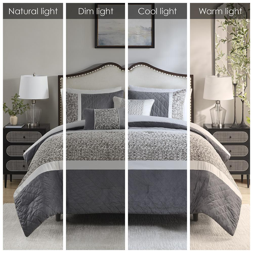 Textured Jacquard stripe bedding set with comforter and throw pillows, featuring a soft, elegant design by Start2Finish.
