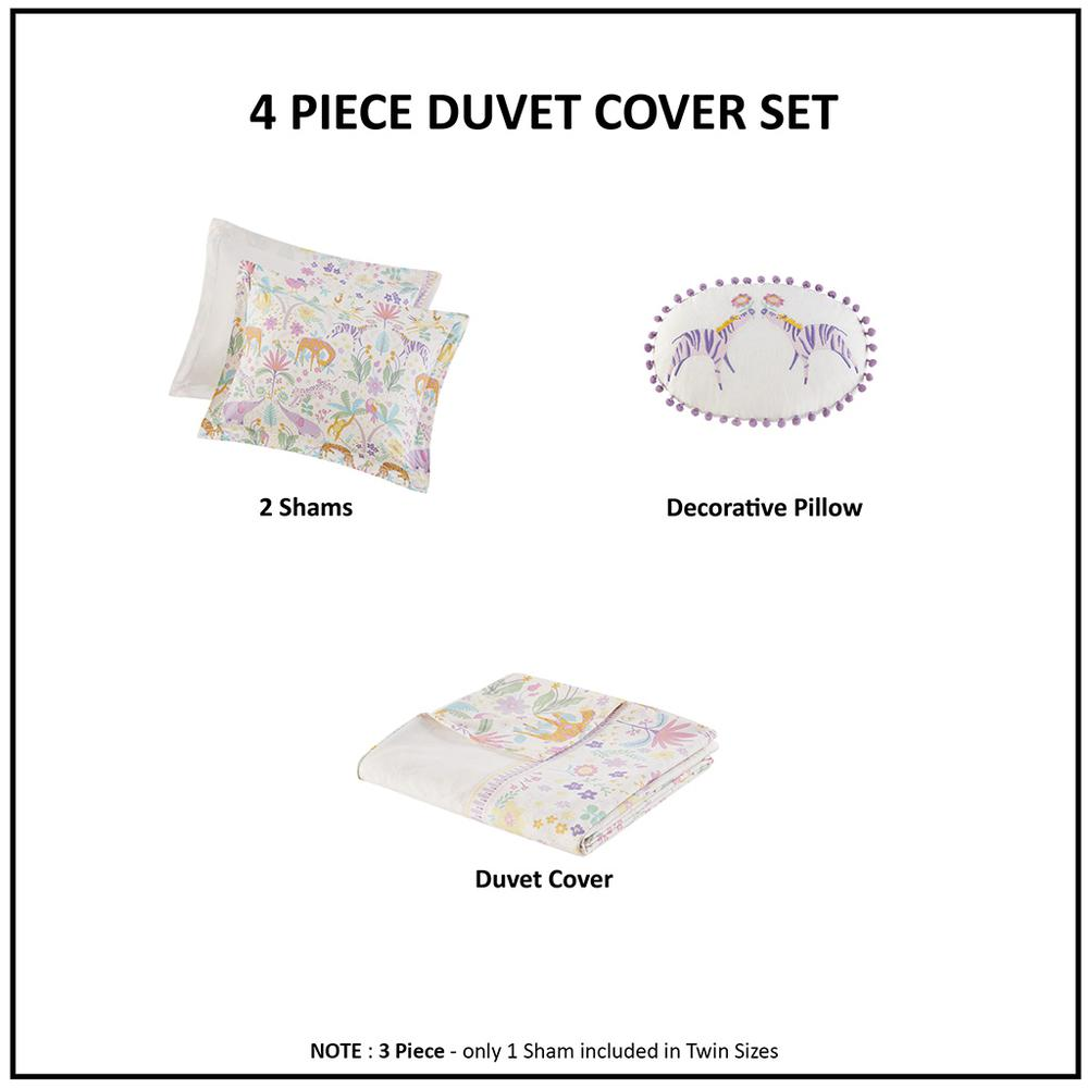 Start2Finish floral reversible cotton duvet cover set with matching throw pillow, featuring colorful flower pattern and soft fabric.