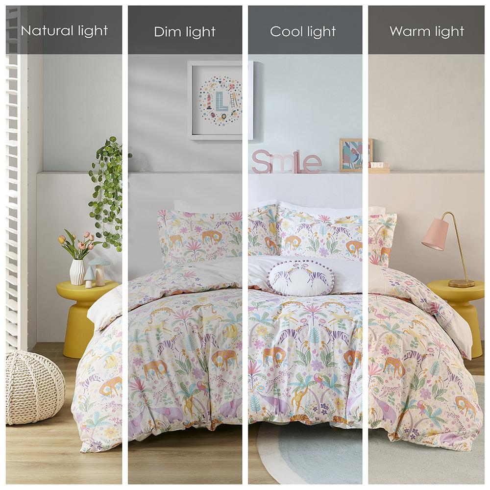 Reversible floral cotton duvet cover set with matching throw pillow by Start2Finish, featuring colorful floral patterns.