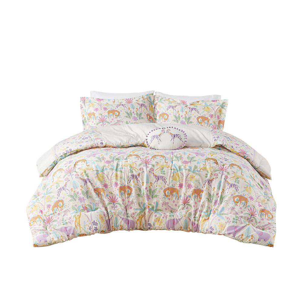 Reversible floral cotton comforter set with matching throw pillow, soft bedding by Start2Finish, featuring colorful floral patterns.