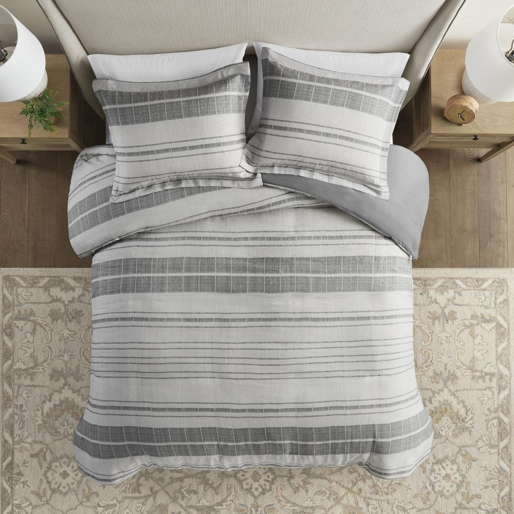 Start2Finish 3-piece stripe duvet cover bedding set with matching pillowcases, featuring a modern striped pattern in neutral tones.