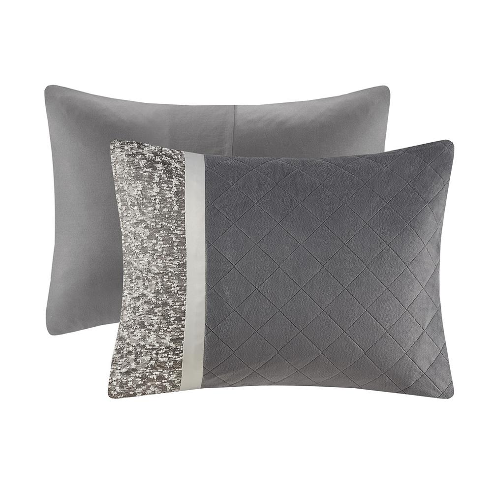 Start2Finish 5-piece textured jacquard stripe comforter set with matching throw pillows, showcasing a stylish bedding ensemble.