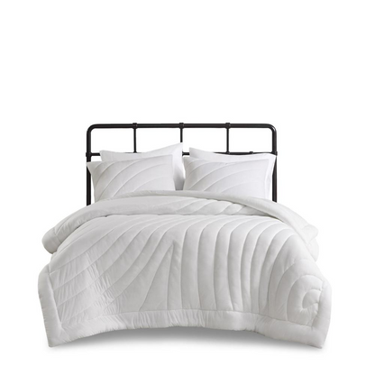Start2Finish Poly Jersey Puffy Comforter Set with plush, quilted fabric in a soft, cozy bedding design.