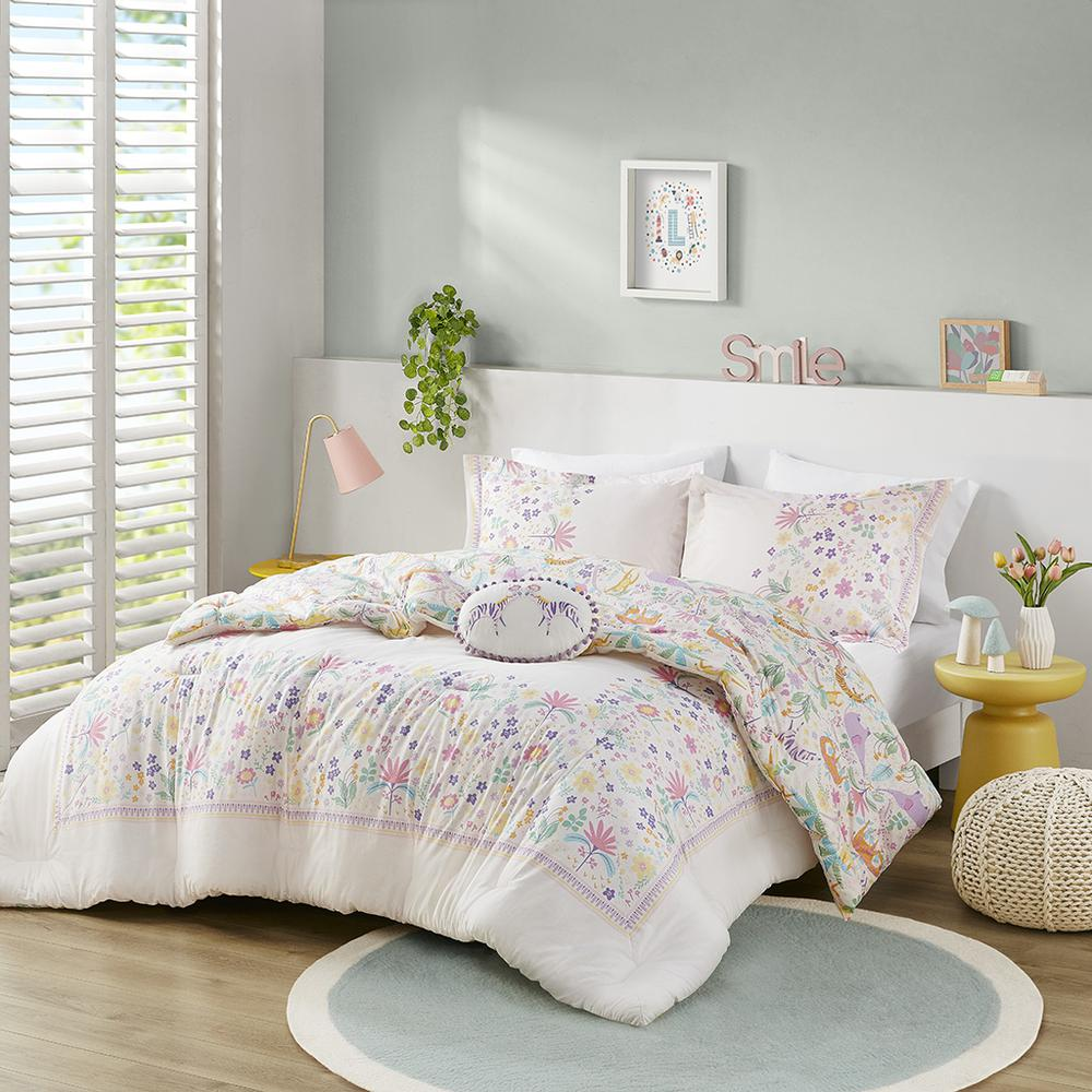 Reversible floral cotton comforter set with matching throw pillow, soft bedding by Start2Finish for a cozy bedroom look