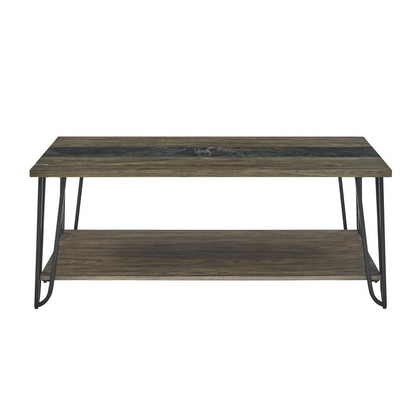 Start2Finish Harper cocktail table with sleek sintered stone inlay and modern design, shown with a smooth tabletop surface.