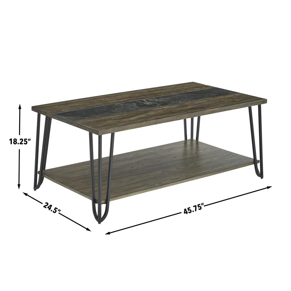 Start2Finish Harper cocktail table with sintered stone inlay, featuring a sleek surface and modern design for living room decor.