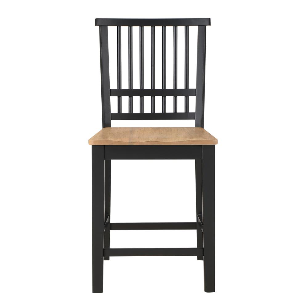 Magnolia counter chair by Start2Finish with a wooden seat and backrest, sturdy metal legs, and a modern design.