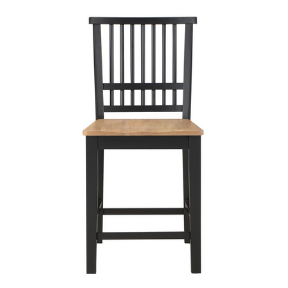 Magnolia counter chair by Start2Finish with a wooden seat and backrest, sturdy metal legs, and a modern design.